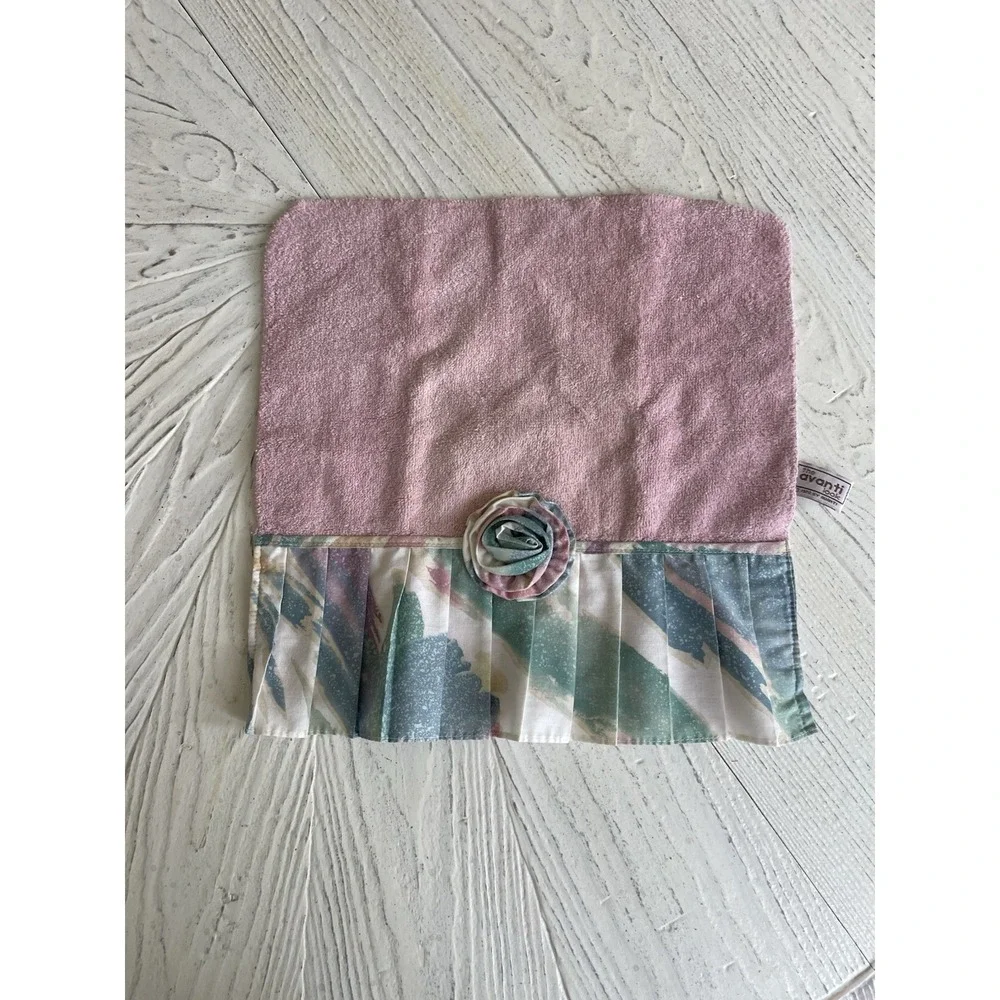 Vtg 4 pc Pink Southwest Pastels AVANTI Bath Towel Set 100% Cotton Flower Button